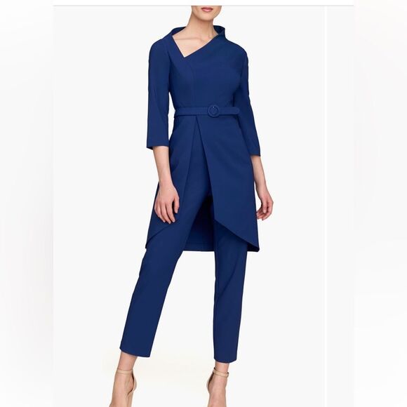 Kay Unger Perdita Jumpsuit in Admiral Blue Size 6